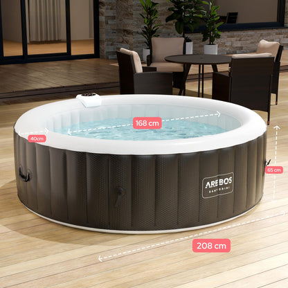 Arebos Hot Tub | Self-inflating | Indoor & Outdoor | 6 people | ⌀ 208 cm | LED light strip | 130 massage jets | 1000 liters | Includes cover | Bubble Spa & Wellness Massage
