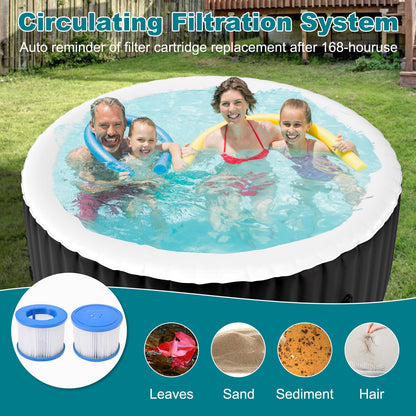2-4 Person Inflatable Hot Tub with Colour-Changing LED Lights | Large Round Portable Spa with 120 Bubble Jets | Includes Heater Pump, Filter & Insulated Cover | 180L x 180W x 63H cm