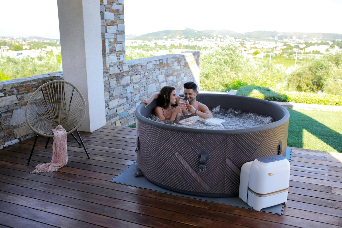 MSpa FRAME MONO-ECO Round DWF Bubble Spa (6 Bathers), Eco Package, UVC+, without Ozone, CE All Year Round Use Indoor-Outdoor Includes Accessories - DIY Setup (MONO-ECO (6 Bathers))