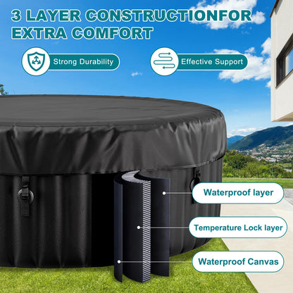 2-4 Person Inflatable Hot Tub with Colour-Changing LED Lights | Large Round Portable Spa with 120 Bubble Jets | Includes Heater Pump, Filter & Insulated Cover | 180L x 180W x 63H cm