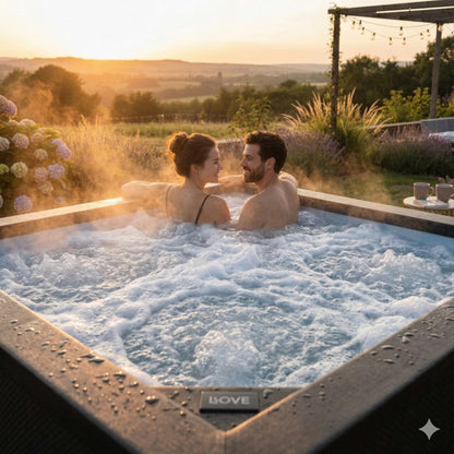 Wave Garda 4 Person Eco Foam Hot Tub | Portable Outdoor Spa with Integrated Heater, 40°C Rapid Heating & WiFi App Control | 70 BubbleJet Massage, FrostFree | Charcoal Black | EnergySave Bundle