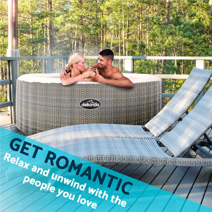 Dellonda 2-4 Person Inflatable Hot Tub Spa with Smart Pump - Rattan Effect - DL90