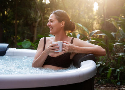 MSpa Denver Carbon Grey 6 Person Portable Modular Hot Tub, WiFi Controlled 13A Plug & Play 2026 Model, LED Colour Lighting, UVC+, Thermal Interlayer, Heats to 40°C, 120 Air Jets All Year Use-DIY Setup