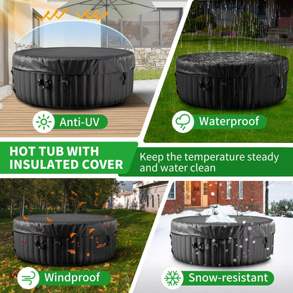 Obqer Inflatable Hot Tub 4 Person, 2400W Blow Up Hot Tubs, 71x71x25 Inch