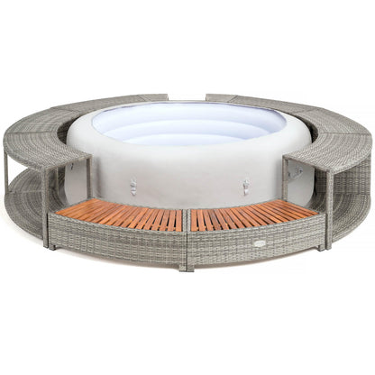 Lay-Z-Spa Rattan Hot Tub Surround Storage and Steps for Spa Set-Up, 200cm, Grey
