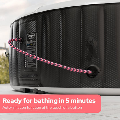 Arebos Hot Tub | Self-inflating | Indoor & Outdoor | 6 people | ⌀ 208 cm | LED light strip | 130 massage jets | 1000 liters | Includes cover | Bubble Spa & Wellness Massage