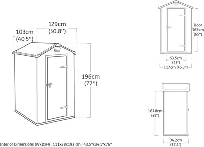 Manor Outdoor Garden Storage Shed, Grey, 4 X 3 Ft