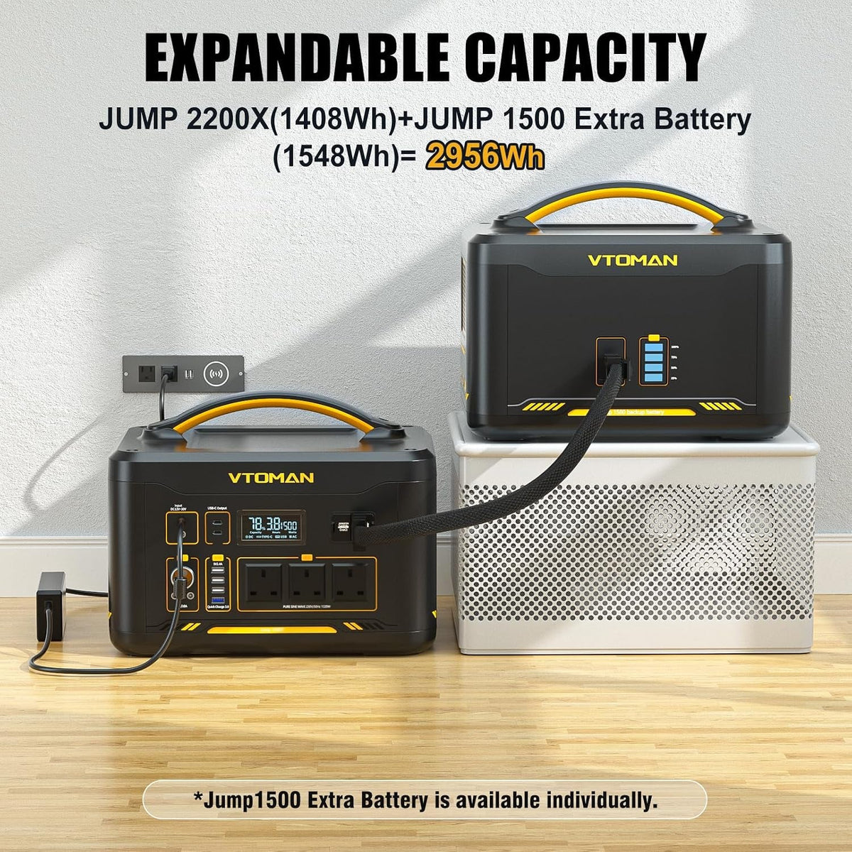 2956Wh Portable Power Station with Extra Battery & 200W Solar Panel