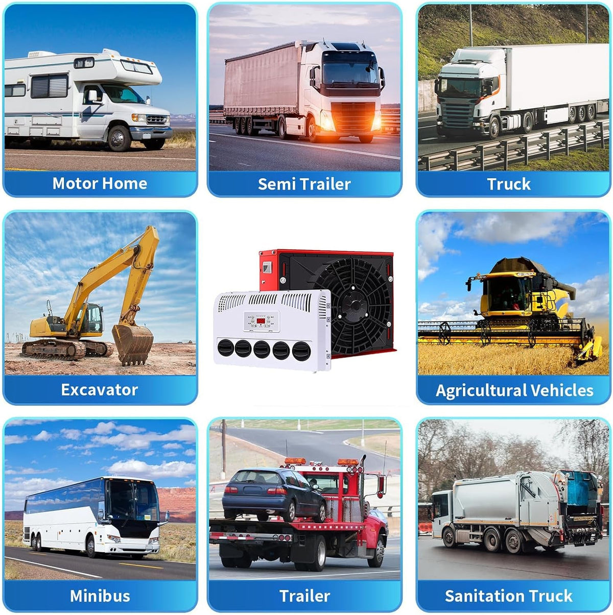12V/24V Rv Air Conditioner, 850W Split Parking Air Conditioner Kit, 450M³/H Air Volume, Silent - Fast Cooling, for Semi-Trailer Trucks, Buses, Rvs, Caravans, Excavators,Black-12V