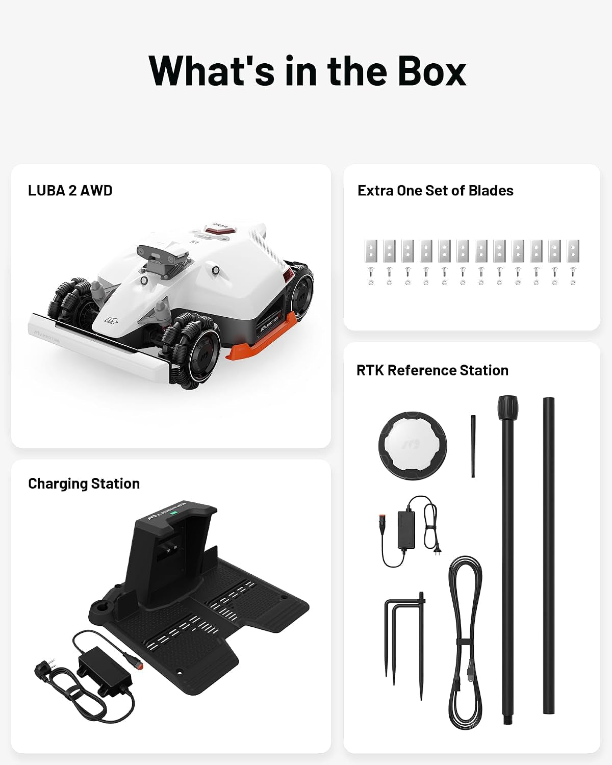 LUBA 2 AWD 3000X Robot Lawn Mower without Boundary, Recommended 3000 M², Max. 3600 M², Auto Mapping Ultrasense AI Vision, 0% Gradient, 25-70 Mm Cutting Height