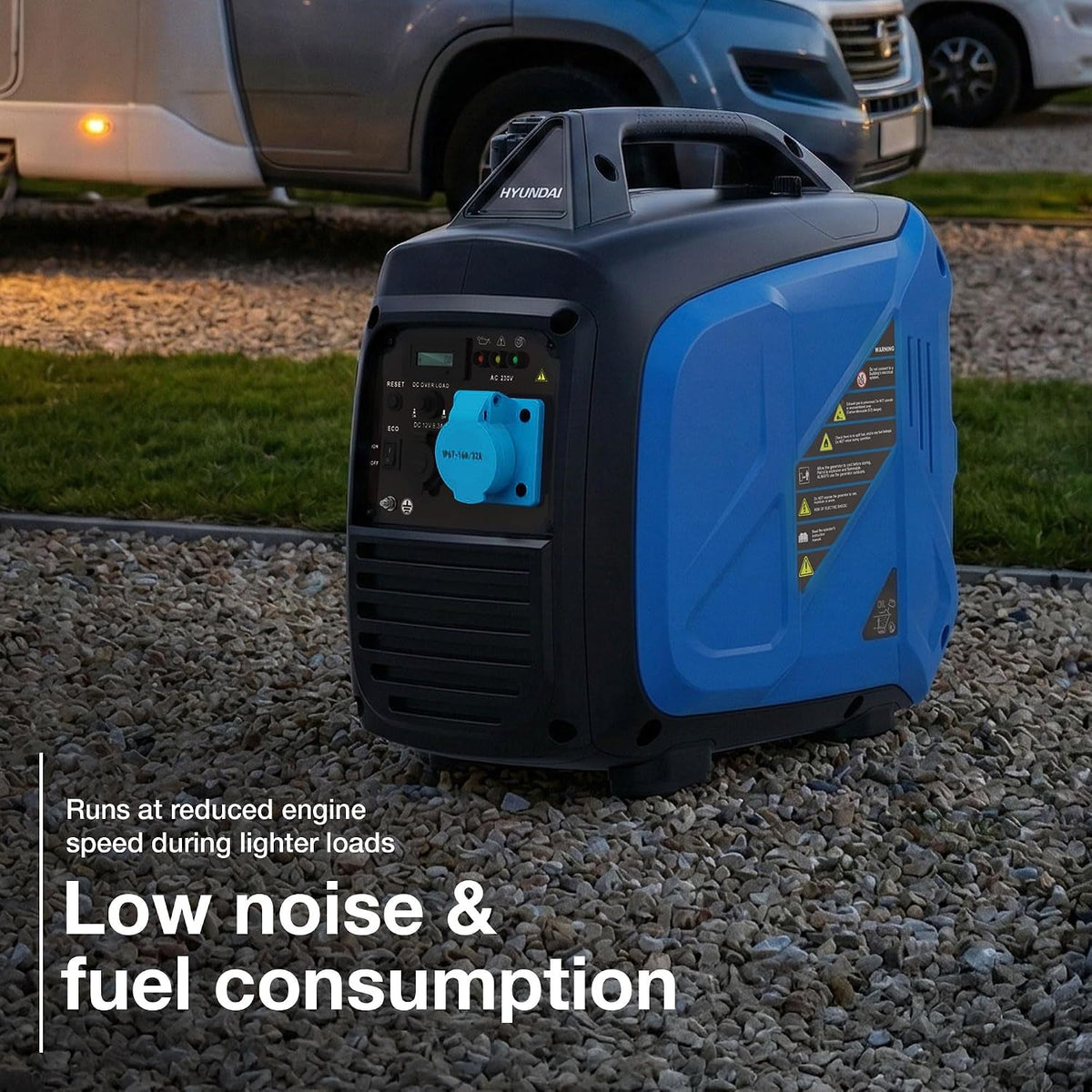 3.3Kw / 3300W Petrol Inverter Generator, 3.0Kw Continuous, Recoil Start, Pure Sine Wave, 16A Industrial Socket Low Noise Power for Caravans & Motorhomes