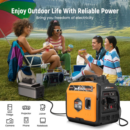 3500W Portable Inverter Generator Petrol Silent for Camping