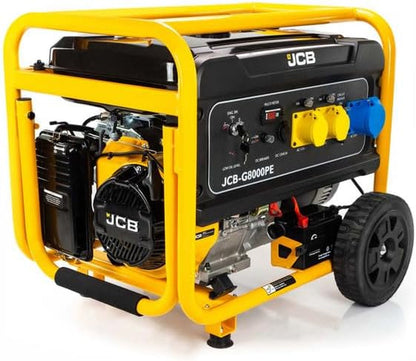 7.9Kw 9.8Kva Petrol Generator, 457Cc 15HP Site Generator, 115V & 230V, Electric & Recoil Start, 25L Fuel Tank, Wheel Kit, 3 Year Warranty