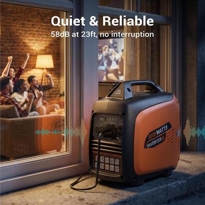 2400W Petrol Inverter Generator, Silent Portable for Camping