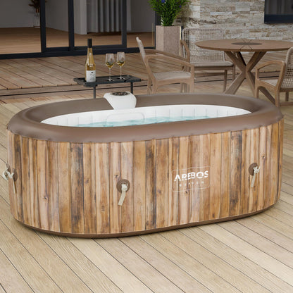 Arebos Inflatable Hot Tub | Indoor & Outdoor Spa Pool| 190x120 cm oval | 2 persons | 90 massage jets | with heating | 550 liters | Incl. cover | Bubble Spa & Wellness Massage