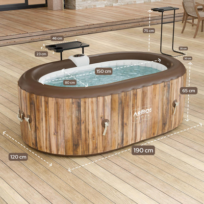 Arebos Inflatable Hot Tub | Indoor & Outdoor Spa Pool| 190x120 cm oval | 2 persons | 90 massage jets | with heating | 550 liters | Incl. cover | Bubble Spa & Wellness Massage