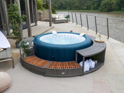 Lay-Z-Spa Rattan Hot Tub Surround Storage and Steps for Spa Set-Up, 200cm, Grey