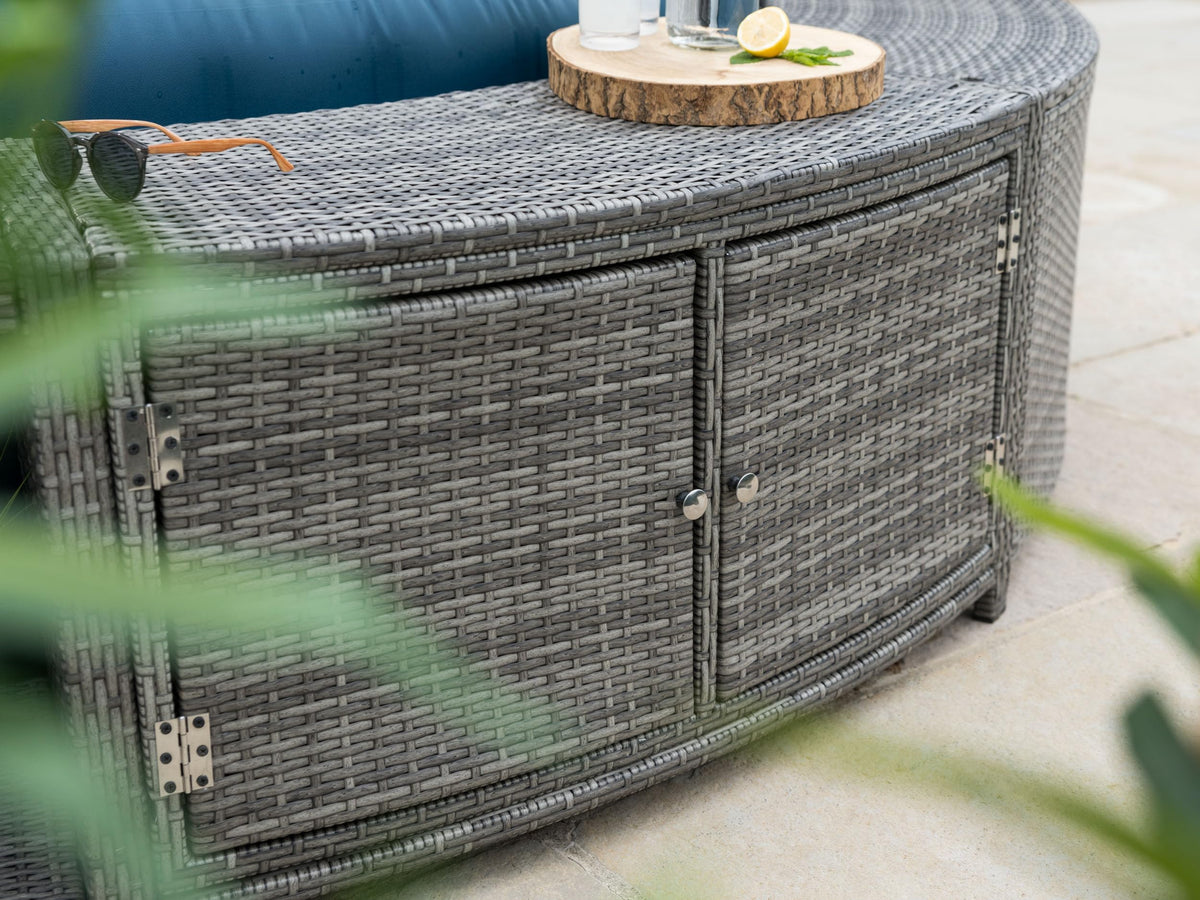 Lay-Z-Spa Rattan Hot Tub Surround Storage and Steps for Spa Set-Up, 200cm, Grey