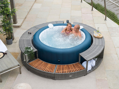Lay-Z-Spa Rattan Hot Tub Surround Storage and Steps for Spa Set-Up, 200cm, Grey