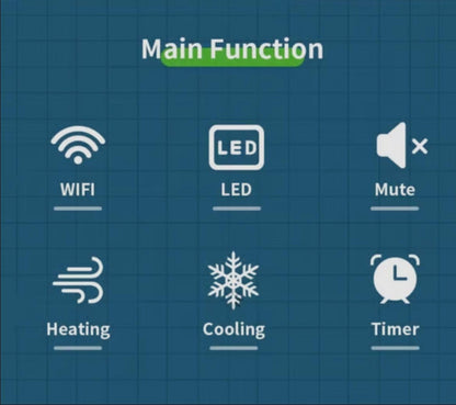 18000 BTU Air Conditioner, Wall Split, Wi Fi, 5 in 1, Air Cooler, Dehumidifier, Heater, Air Purifier, Fan, with Heat Pump, Remote Control, 5.1 Kw, A++ Rating, App Control, Pre Gassed, R32