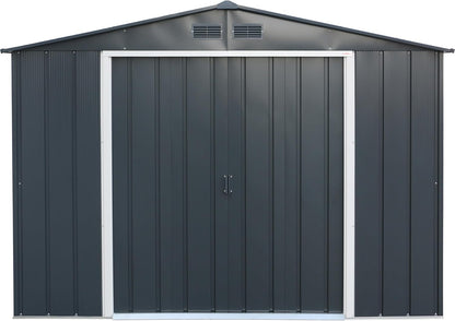 ECO 10 X 8 (7.80 M2) Metal Garden Storage Shed, Hot-Dipped Galvanized Metal Shed, Tool Storage Shed, Strong Reinforced Roof Structure, Maintenance-Free Metal Shed, Anthracite