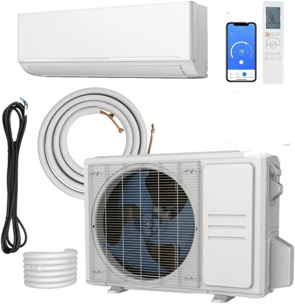 24000 BTU Air Conditioner Wall Split Wi Fi 5 in 1 Air Cooler Dehumidifier Heater Air Purifier Fan with Heat Pump Remote Control 6.8 Kw A++ Rating Pipe and Installation Kit Included