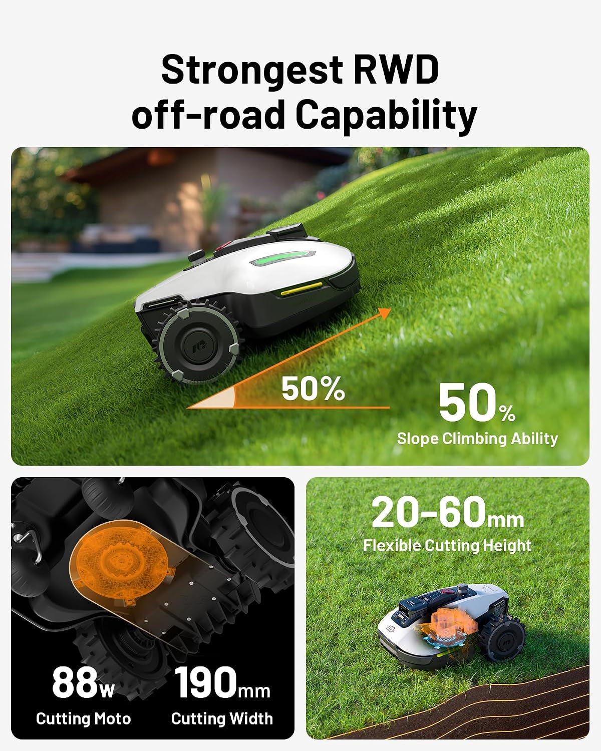 YUKA Mini 500 Robot Mower with Combined Garage, Netrtk+Vision, No RTK Antenna Required, Recommended 500 M2, Max. 700 M2, 50% Slope, with 4G Module