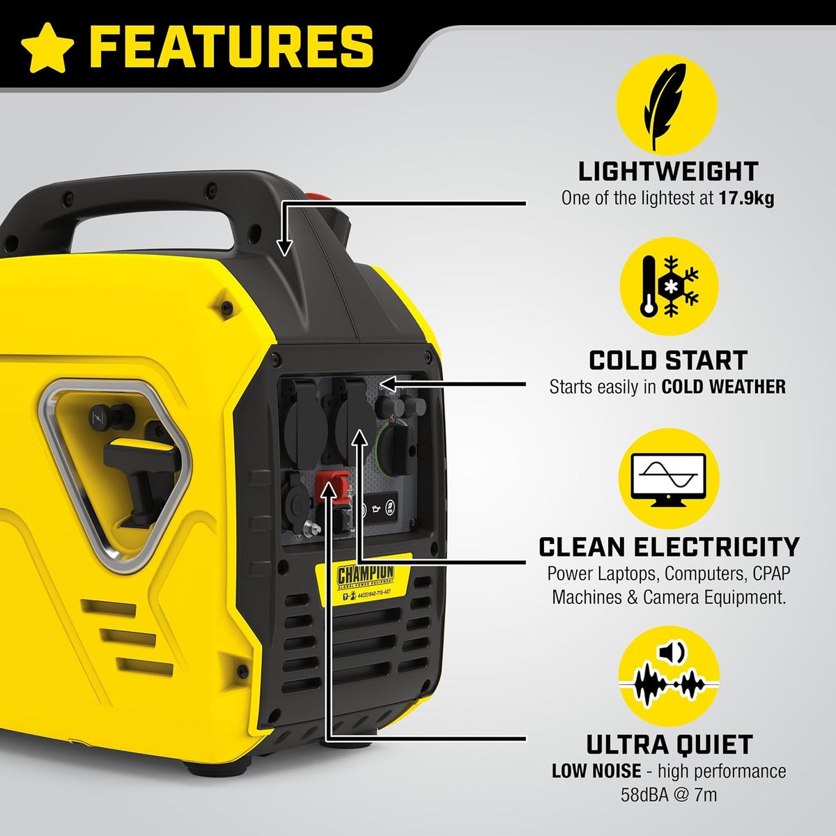 Portable Inverter Generator - 2200 Watt Petrol