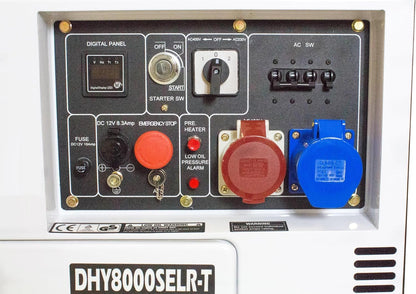 7.5Kva / 5.8Kw Diesel Generator, 230V & 400V Max Power, Electric Start, Long Runtime, White, Portable Backup Power Generator