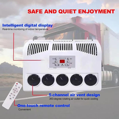 12V/24V Rv Air Conditioner, 850W Split Parking Air Conditioner Kit, 450M³/H Air Volume, Silent - Fast Cooling, for Semi-Trailer Trucks, Buses, Rvs, Caravans, Excavators,Black-12V
