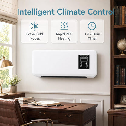 3-In-1 Ductless Portable Split Air Conditioner with Remote, Cool & Heat Fan | Wall Mounted, No Window, 42Db Quiet Operation, 24H Timer & Remote, 14000 BTU Bladeless Cool Heat Dehumidifier Fan