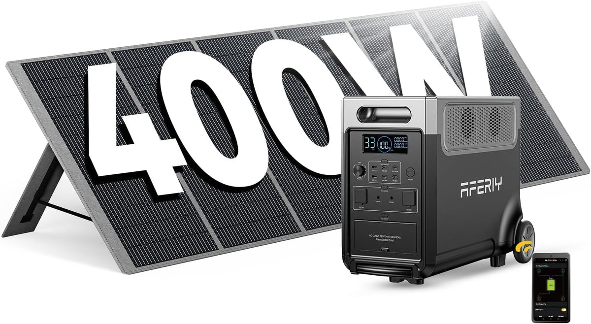 Portable Power Station 3600W with 400W Portable Solar Panel, Expandable Capacity up to 11520Wh, Portable Power Station 3840Wh Lifepo4, Silent Solar Generator for Home Backup, Camping, Off-Gird