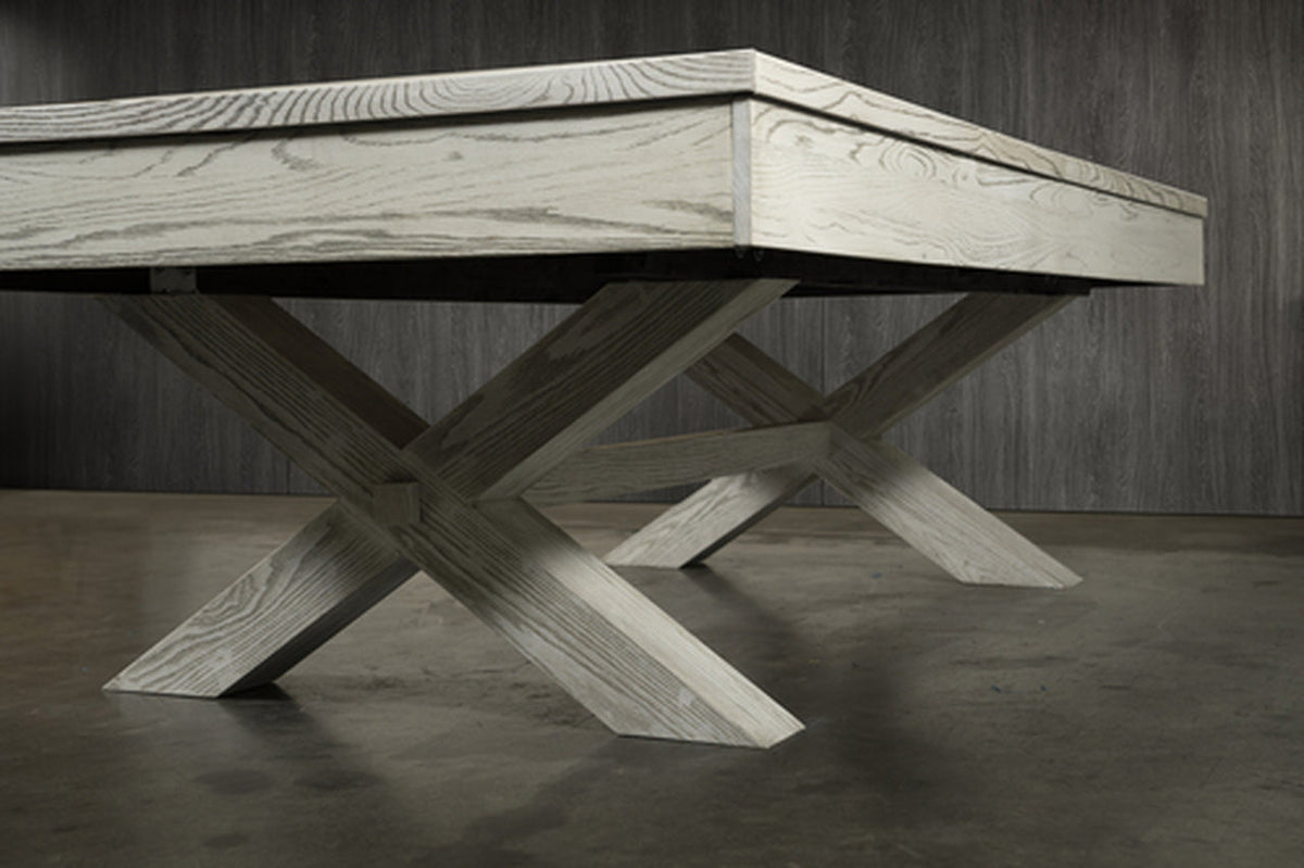 CrissyCross Whitewash 8' Slate Pool Table | Dining Top Option