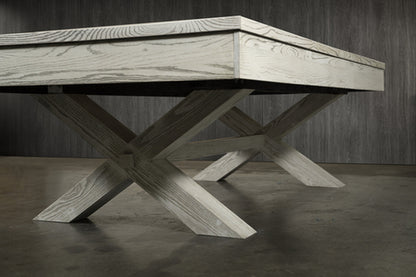 CrissyCross Whitewash 8' Slate Pool Table | Dining Top Option