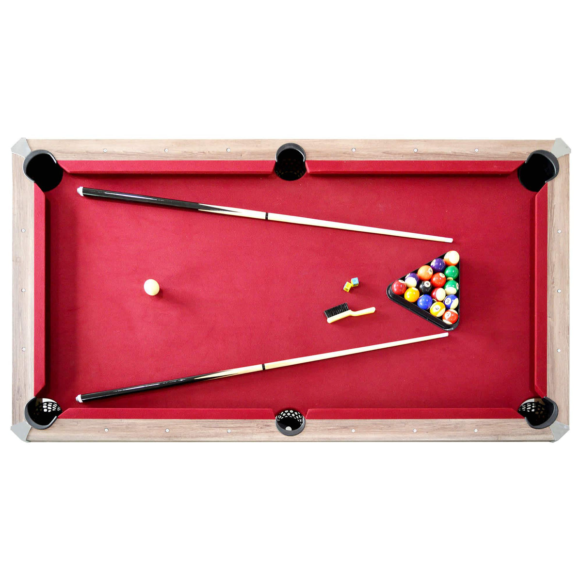 Hathaway Games Newport 7-ft Pool Table Combo Set with Benches in Light Oak