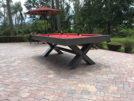 X-AIR Outdoor Pool Table w/Premium Billiard Accessories | White Glove Delivery