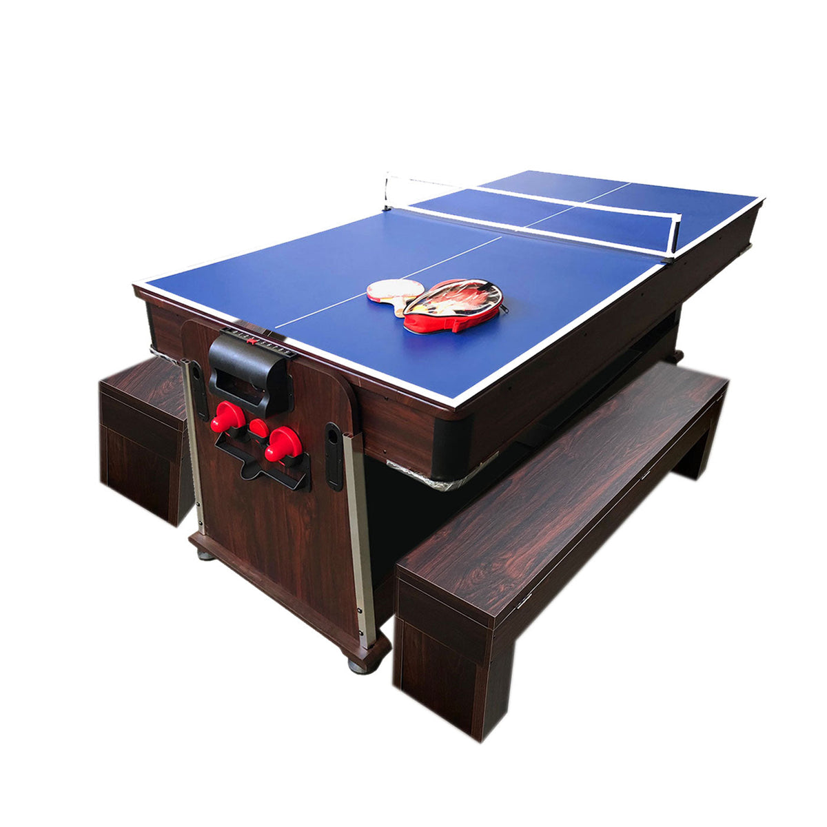 Pool Table 7ft + Air Hockey + Table Tennis + Table – Mattew with Benches