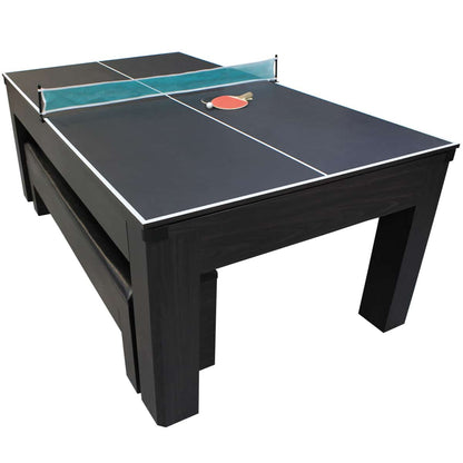 New York Nights 7 Ft Pool Table Set with Benches and Top