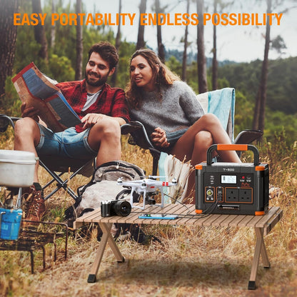 Portable Power Station 500W(Peak 1000W), 519Wh Outdoor Solar Generator Backup Battery Pack with 2 230V AC Outlets, 500W 10-Port Powerhouse for Rv/Van Camping Road Trip Home Emergency, T-500