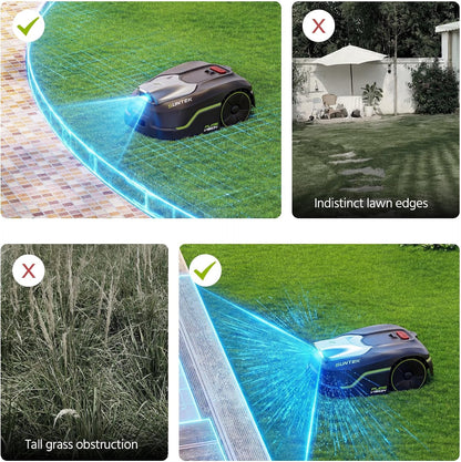 Robot Lawn Mower without Boundary, AI Pure Vision Robotic Mower with Auto Mapping, Slope up to 35°, IPX5 Waterproof Rating, Automatic Mapping, APP Control for Lawns up to 250 M²