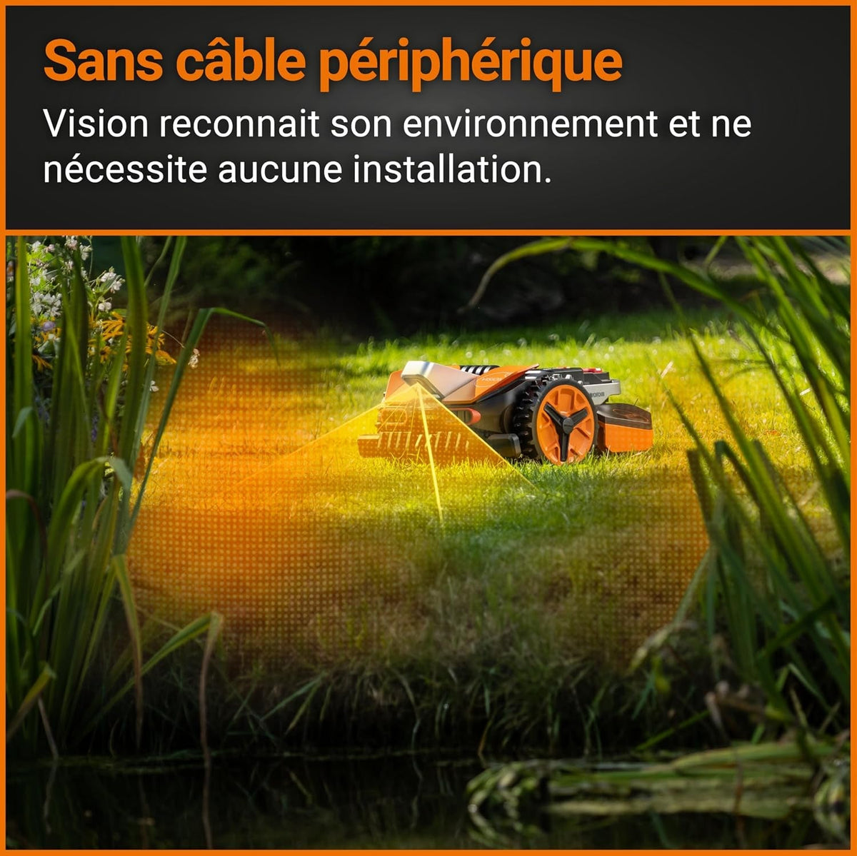 WR202E Landroid Vision Robotic Lawn Mower – 250M² Patented AIA Mowing Multi-Zone, Auto Charging, 20V Powershare Battery, Rain Sensor, Cut-To-Edge Technology, App-Controlled, 2025 Model