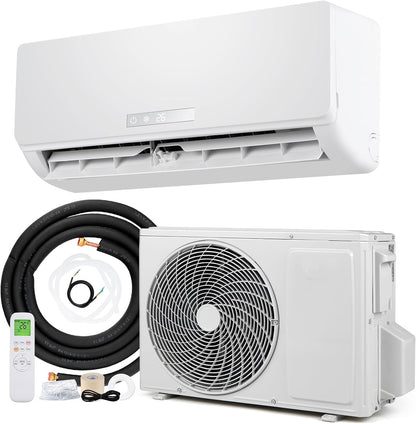 9000 BTU Air Conditioner Wall Split, 5 in 1 Air Conditioning Unit Heater Dehumidifier Air Purifier Fan with Heat Pump, Remote & Installation Kit, A++ Rating, Inverter, Wall AC Unit for 42㎡