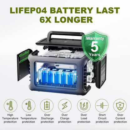 R600 Power Station with Solar Panel, 600W/ 299Wh Lifep04 Battery