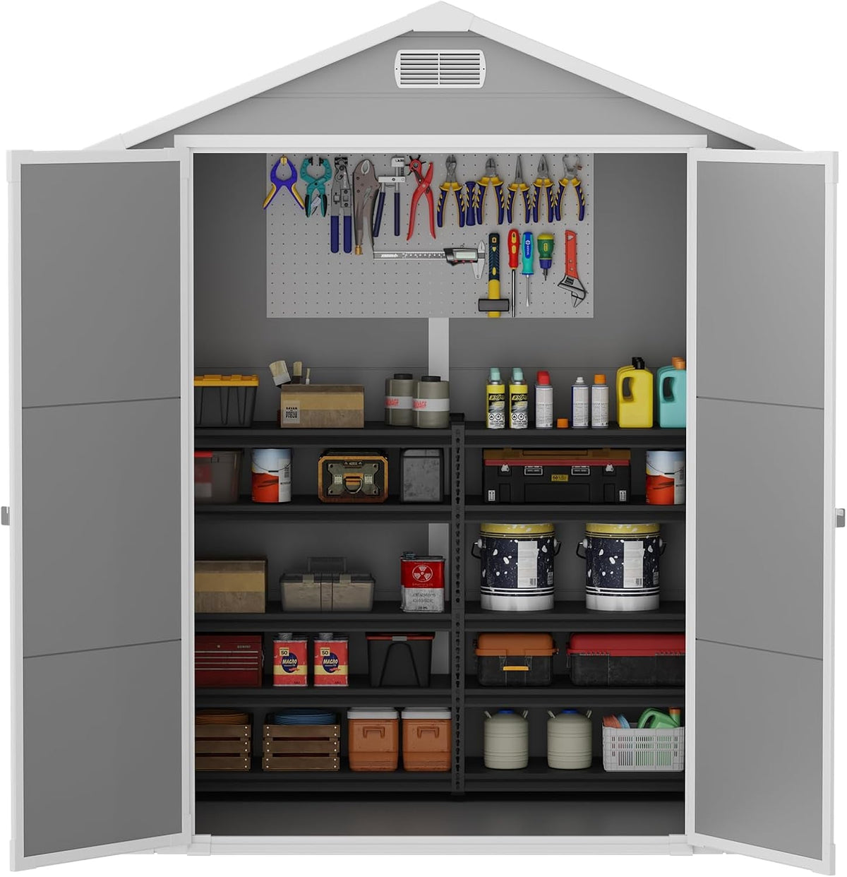 3X5 4X6 6X4 6X6Ft Outdoor Resin Storage Shed with Heavy-Duty Floor, Waterproof Plastic Garden Shed Storage with Window, Lockable Door for Tools, Bike UV Protection (6X4Ft)