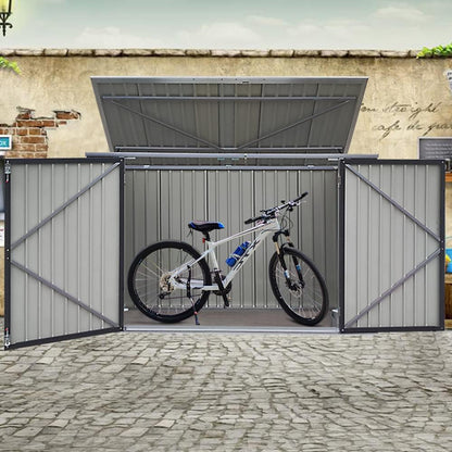 Garden Storage Shed Bike Metal Pent Tool Shed House Galvanized Steel Can Put 3-4 Bicycles (D105X W210X H130Cm)
