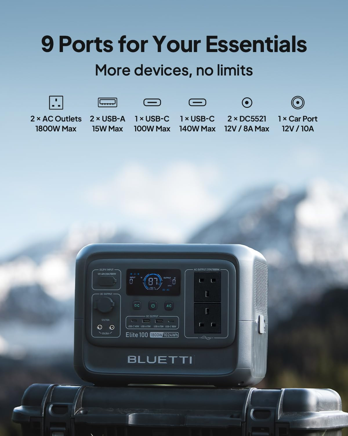 Elite 100 V2 Portable Power Station 1800W 1024Wh for Camping Outage