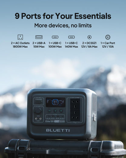 Elite 100 V2 Portable Power Station 1800W 1024Wh for Camping Outage