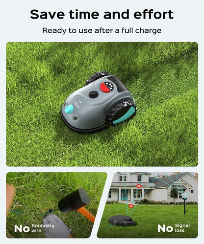 V100 Robot Lawnmower without Boundary,Vision Navigation,150 Obstacle Detection,20-60 Mm Cutting Height,Robotic Lawnmower with Magnetic Wires,Low Noise,Replacement Blades,Spot Mow, Max.150M²