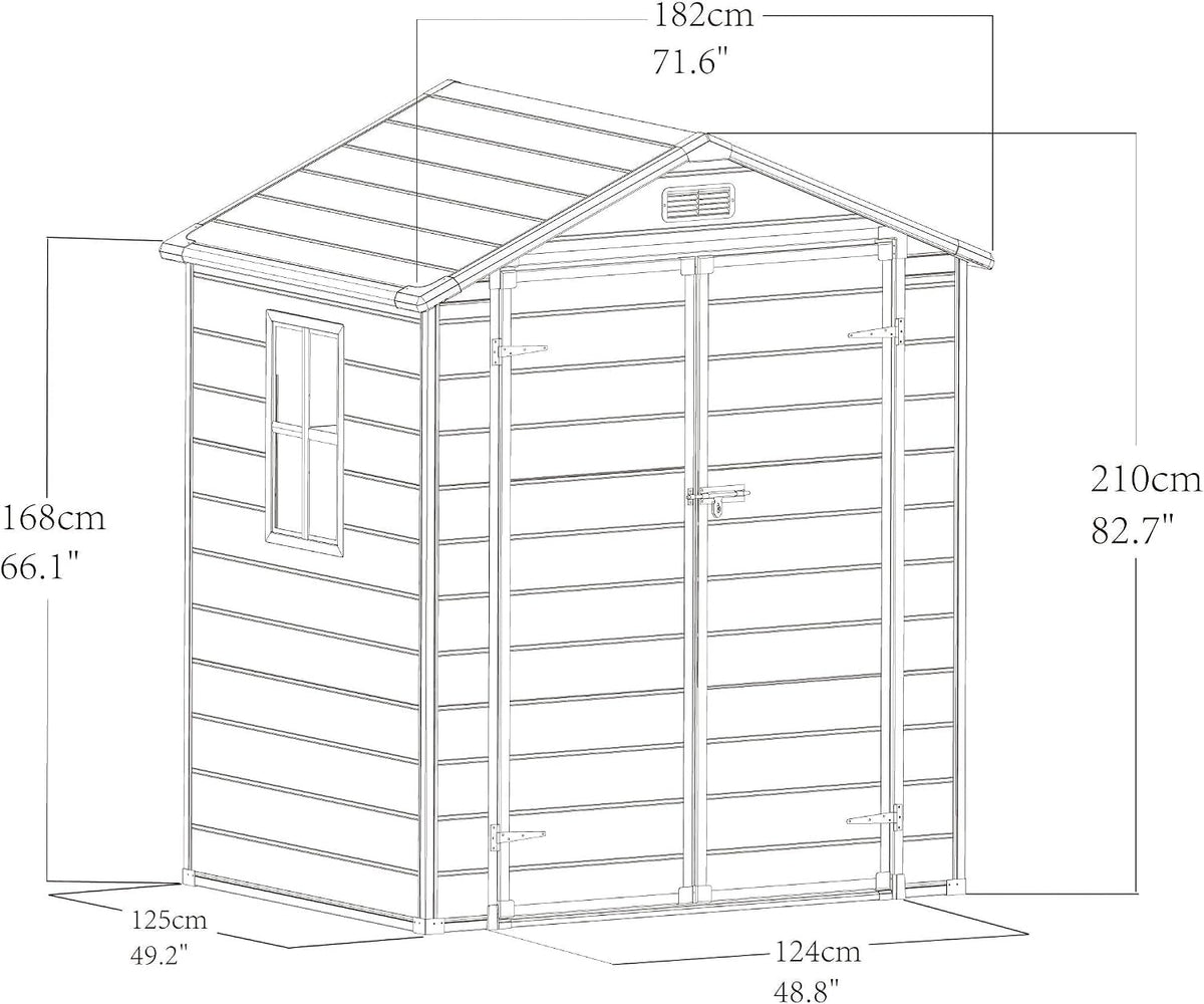 Plastic Sheds Garden Storage Outdoor Shed House, Grey, 6 X 4'(C), SLGJF3