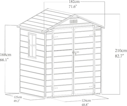 Plastic Sheds Garden Storage Outdoor Shed House, Grey, 6 X 4'(C), SLGJF3